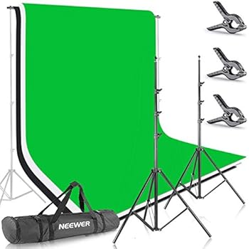 Neewer Photo Studio 8.5 X 10 feet/2.6 X 3 Meters Backdrop Stand Background Support System with 6 X 9 feet/1.8 X 2.8 Meters Fabric Backdrop (White, Black, Green) for Portrait Product Video Shooting