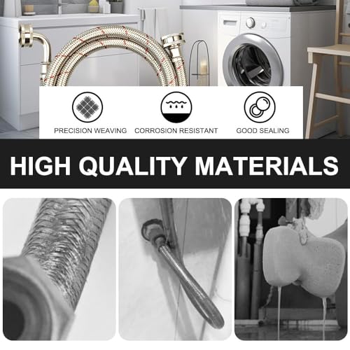 10FT Stainless Steel Washing Machine Hoses with 90 Degree Elbows,2 Pack Red photo 12