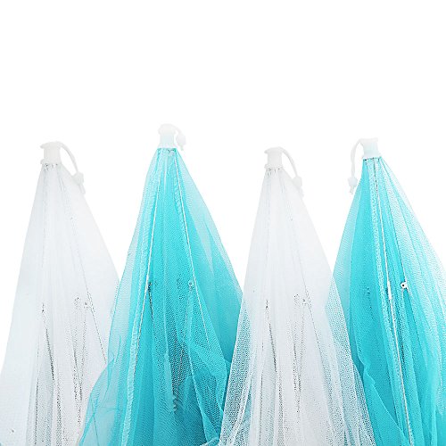 SBYURE 18"x18" Large Size Color Pop-Up Mesh Food Cover Tents Umbrella for Outdoors, Screen Tents Protectors For Bugs, Parties Picnics, BBQs, Reusable and Collapsible,4PACK(whitex2,bluex2)