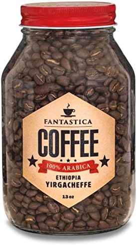 Fresh Roasted Ethiopia Yirgacheffe Coffee, Premium Beans, 100% Arabica, Medium Roast - Sweet Delicious Coffee - (Whole Beans 13 oz) Fantastica Coffee LLC