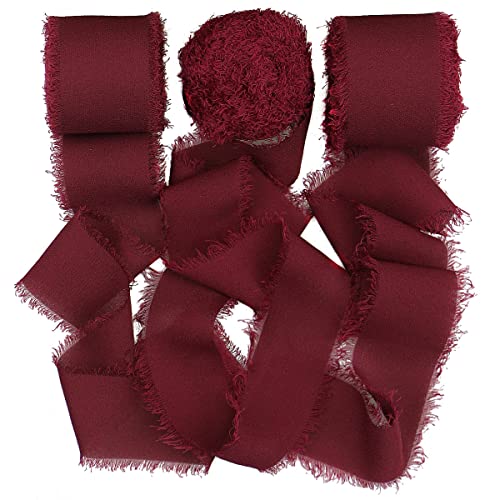S SHUNSTONE Burgundy Chiffon Ribbon 3 Rolls 1.5 Inch x 7 Yards at Amazon