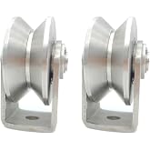 Stainless Steel V Groove Wheel Heavy Duty Caster Rigid Track Wheel Pulley Sliding Gate Rollers with Bracket for Sliding Gate, Rolling Gate, Inverted Track, Industrial Machines