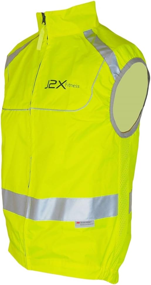 J2X Fitness Full Zip Reflective Cycling Gilet Vest Top Hi Viz