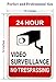 WISLIFE Video Surveillance Sign - One Piece, 40 Mil Rust-free Aluminum Sign, Home Business 24 Hours Security, No Trespassing Security Sign 10