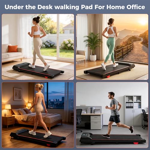 Tapis de Marche Walking Pad Inclinable 5% sous Bureau | Tapis de course pour maison/bureau. Moteur silencieux 2,5 CV, RGB, Bluetooth Audio, App, télécommande. Charge max 127 kg