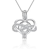 LGSY 925 Sterling Silver CZ Infinite Heart Cage Pendants Crafting Charm for DIY Necklace Bracelet Jewelry Making