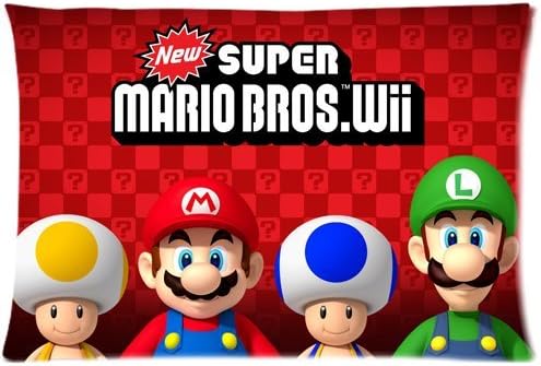 Super Mario Bros Custom Zippered Pillow Cases 20x30 (Twin sides)