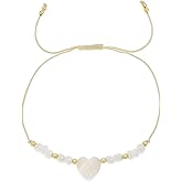 Agriajun Cross Heart Star White Beaded Bracelets Set for Women, Boho Handmade Adjustable Gold Beaded Stackable Strand Fashion Jewelry Gift.