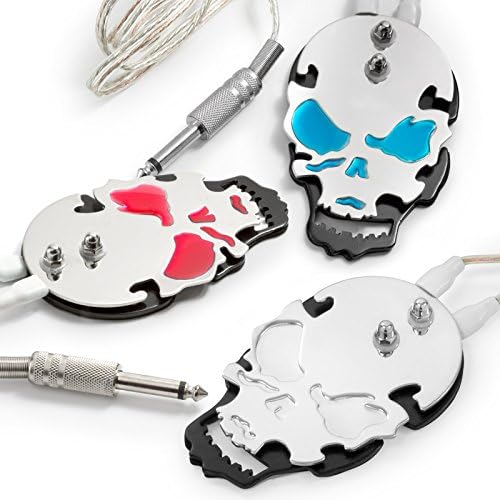 AmeriVolt Flat Stainless Steel Skull Tattoo Foot Pedal Switch w/ 6.5 ft. Cord - Red