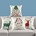 Coogam Christmas Pillow Case Set of 4, Cotton Linen Burlap Square Throw Pillow Cover Protector for Sofa Bench Couch Car Seat Bed Pillowcase Holiday Merry Xmas Decoration 16x16 17x17 18x18 inch