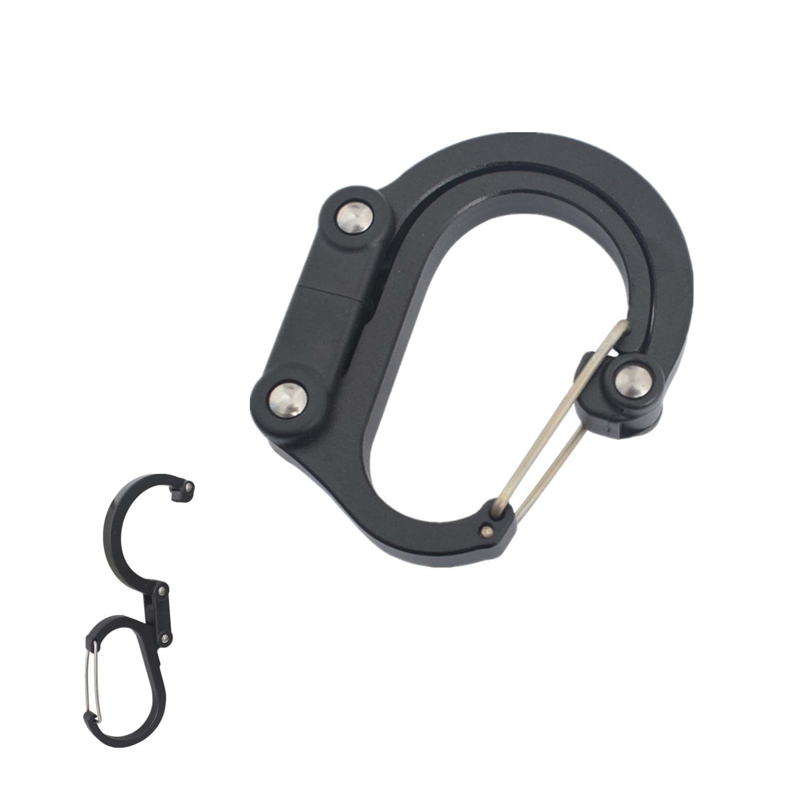 Hook Sturdy Hook 3-in-1 D-Shape Alloy Gear Folding Keychain for Outdoor Climbing Camping Hiking(Medium)