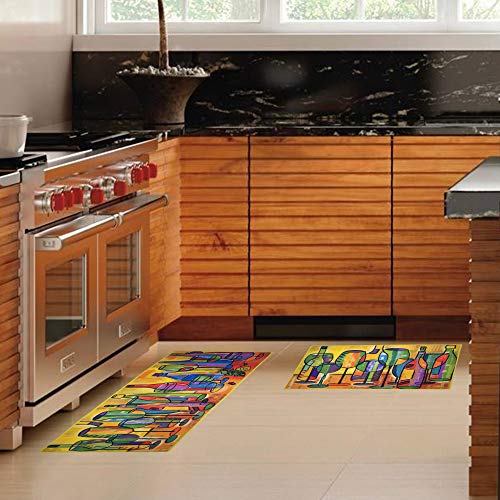 UpNUpCo Artistic and Colorful Kitchen Rugs Kitchen Mats for Floor Non