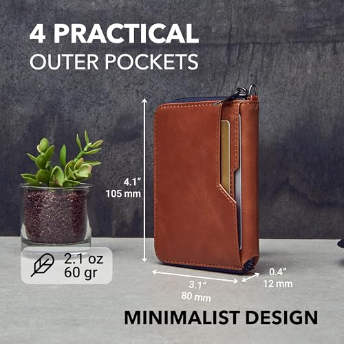 Vaultskin Notting Hill zip wallet with RFID protection (Cognac)
