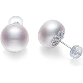 Ball Pearl Earrings for Women 6-13mm AAAA Freshwater Pearls Stud Earrings 925 Sterling Silver Jewelry Gifts for Wife Mom Girlfriend Her Christmas Wedding Birthday Anniversary