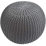 Urban Shop Round Knit Pouf, Gray