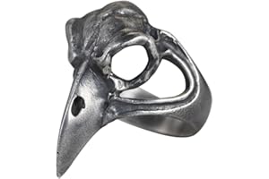 FORFOX Gothic 925 Sterling Silver Black Raven Skull Ring Bird Crow Skull Ring Punk Jewelry for Men Boys Size 9-12