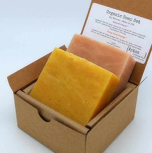 Rose &amp; Ylang Ylang Soap Set (2 Full Size Bars) - Rose, Ylang Ylang - 85% Organic Ingredients All Natural FACE and BODY - Great for SENSITIVE SKIN