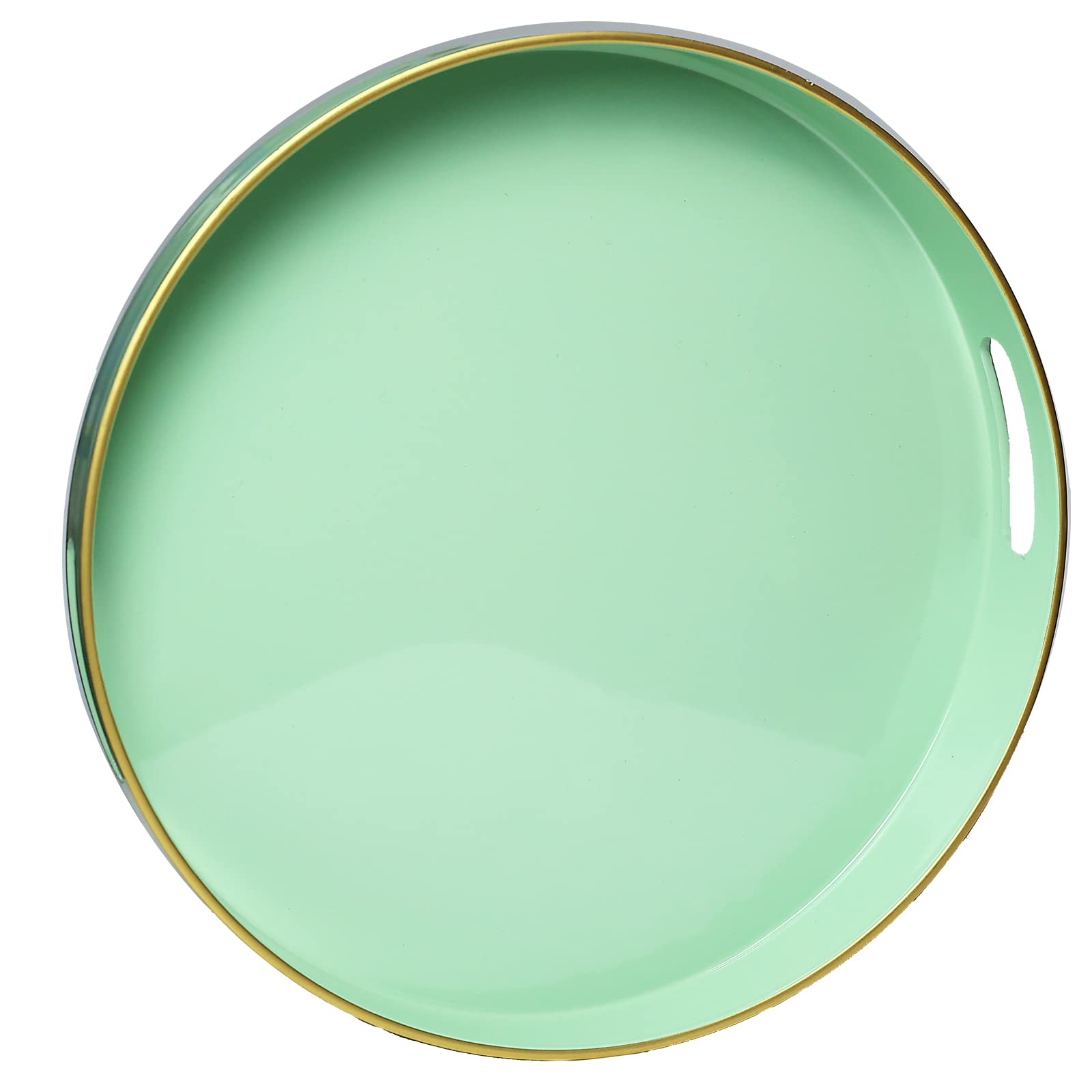 Photo 1 of Spsyrine Round Green Plastic Decorative Tray, 13'' Modern Tray with Handles, Marble Pattern, for Breakfast, Coffee Table, Bathroom, Kitchen, Living Room