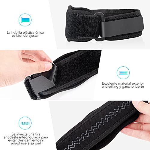 AGPTEK 2 x Tennis Elbow Strap, Adjustable and Non-Slip Golfer Elbow Pads with EVA Pad for Tennis, Golf, Weightlifting, Cricket, Boating, Unisex