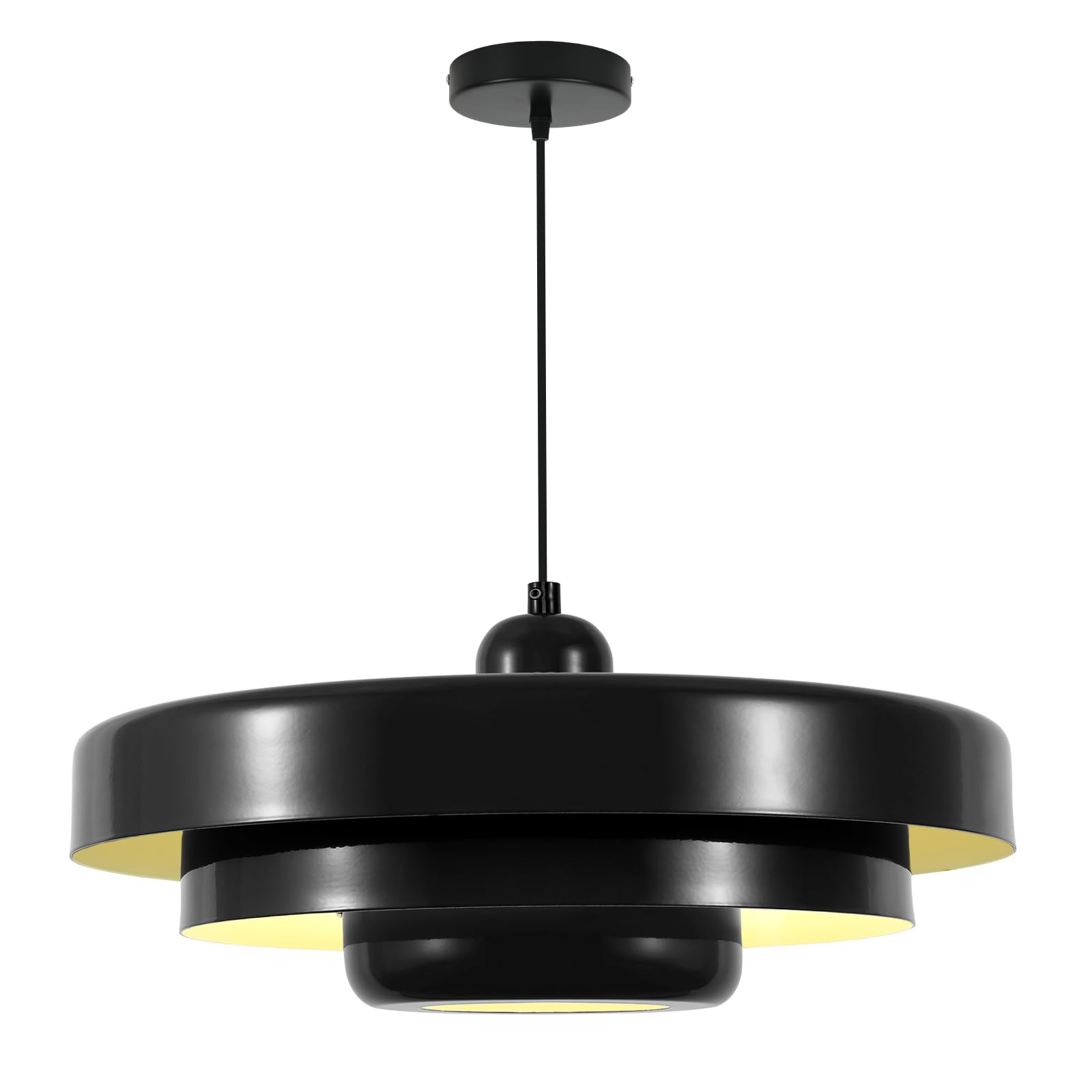 Photo 1 of Qepeety Black Pendant Lights Kitchen Island Contemporary Farmhouse Hanging Lamp Nordic Flush Mount Ceiling Light 17.7" Adjustable Dome Chandelier for Dining Room Bedroom Over Sink Lighting