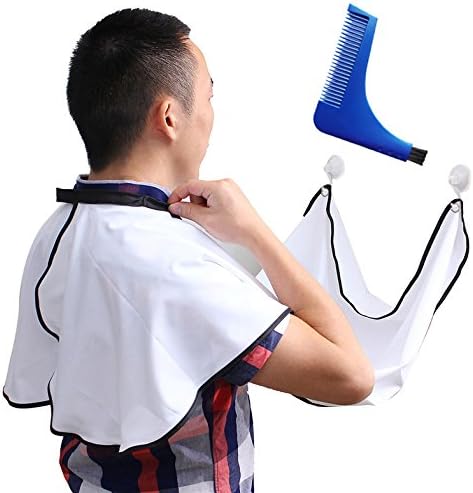 Beard Catcher Bib Apron for Shaving-Lunies Beard Cape for Easy Clean Up Trim Beard without Mess White