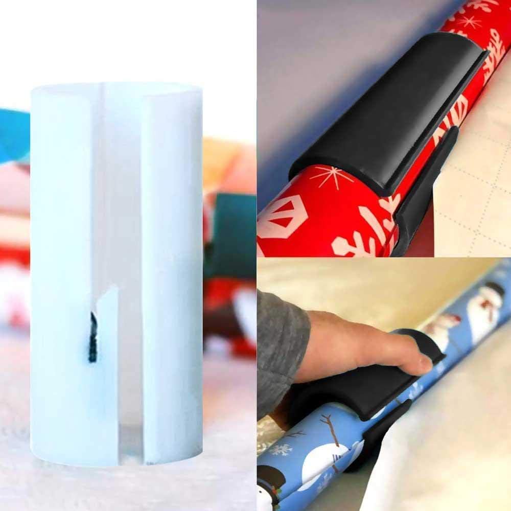 Wakaka 3 Pack Christmas Wrapping Paper Cutter Tool Tube, Kraft Craft Paper Roll Sliding Line Cut Trimmer for Xmas Gift,Storage Holder & Dispenser W/Embedded Blade, Round Lip to Safer & Easier Cut: Home & Kitchen