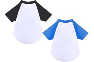 SETSBO Dog Clothes for Small Dog, Breathable Stretchy Dog Raglan Shirt, Soft Comfortable Cat Puppy Kitten Pet Apparel Outfits (L(8-12), Black& Blue)