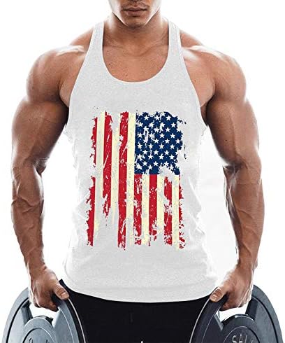 Men's Cotton American Flag Stringer Tank Tops