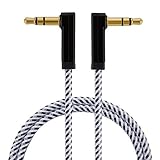 3.5mm Audio Cable, CableCreation 1.5 Feet 90 Degree 3.5mm Male to Male Auxiliary Aux Cable Compatible with Phones, Tablets, Headphones, MP3 Player, Car/Home Stereo