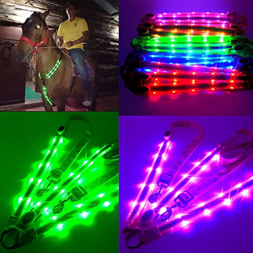 BININBOX LED Horse Breastplate Collar Equestrian Riding Bridle Halter Safety Light Horses Neck Belt Equipment Horsing Accessory Horseback (Blue)