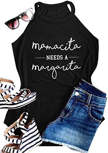 IRISGOD Womens High Neck Tank Tops Summer Graphic Mamacita Sleeveless Drinking Shirts Tees