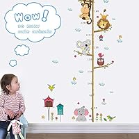 Cartoon Animals Height Measure Wall Sticker for Kids Rooms Growth Chart Nursery Room Decor Wall Art (22" X 43")