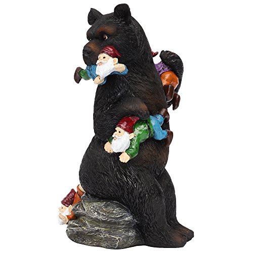 CCOQUS Garden Gnome Massacre 10" Bear Eating Gnomes Outdoor Statues