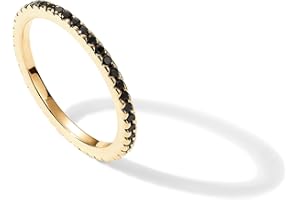 PAVOI 14K Gold Plated Sterling Silver Colored CZ Stones Stackable Ring | Simulated Diamond Eternity Bands for Women