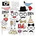 Photo Booth Props Funny DIY Kit for Wedding Party Decorations Costume Dress-up Accessories Doubtless Bay (31Pcs)