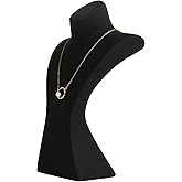 GemeShou Black necklace storage hanger stand jewelry organizer, Velvet jewelry stand necklace holder, jewelry mannequin bust for necklaces, jewelry bust display stands【Black-Medium height 9.25 inch】
