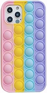 Simple Push Sensory Fidget Case for iPhone 7/8, Silicon Bubble Anxiety Stress Reliever Toys for Girls Boys Men Woman Adults, Simple Gifts for All Age (Rainbow Colors)