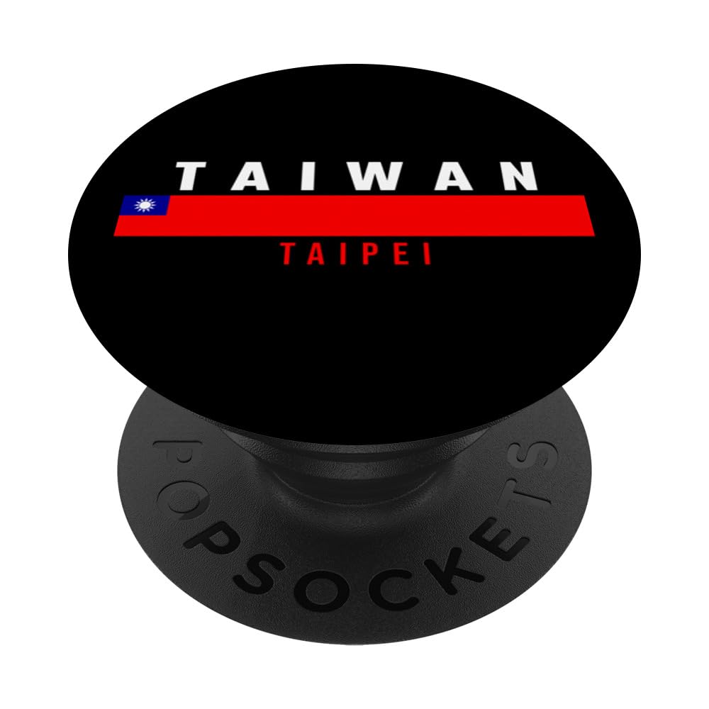Taiwanese Flag with text TAIWAN- TAIPEI in capital letters PopSockets Swappable PopGrip