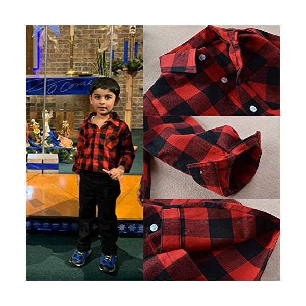 Toddler Big Boys Girls Mens Womens Plaid Flannel Long Sleeve T-Shirt Family Matching Tops - Image 5