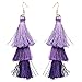 Tassel Dangle Threader Drop Earrings Ear Studs Layered Fringe Thread Hoops Linear Tribal Charms Jewelry Purple Tone