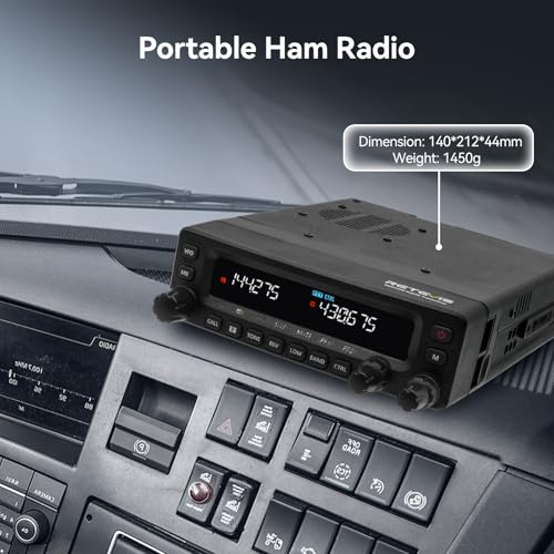 Retevis MA1 Amateur Radio with Antenna, Mobile Transmitter Receiver with Removable Control Panel, Multiband Repeater, Long Range, 2m/70cm/FM/AM, Ham Radio for Emergency Interventions (1 Piece)