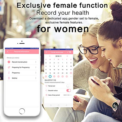 TURNMEON-Women-Hybrid-Smart-Watch-Waterproof-Fitness-Tracker-Color-Touchscreen-Fashion-Smartwatch-with-Heart-Rate-Monitor-Blood-Pressure-Monitor-Sleep-Female-Menstrual-Record-Pedometer