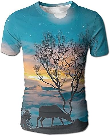 Mens 3D Printing South Africa Reindeer T-Shirt Slim Short Sleeve Shirts