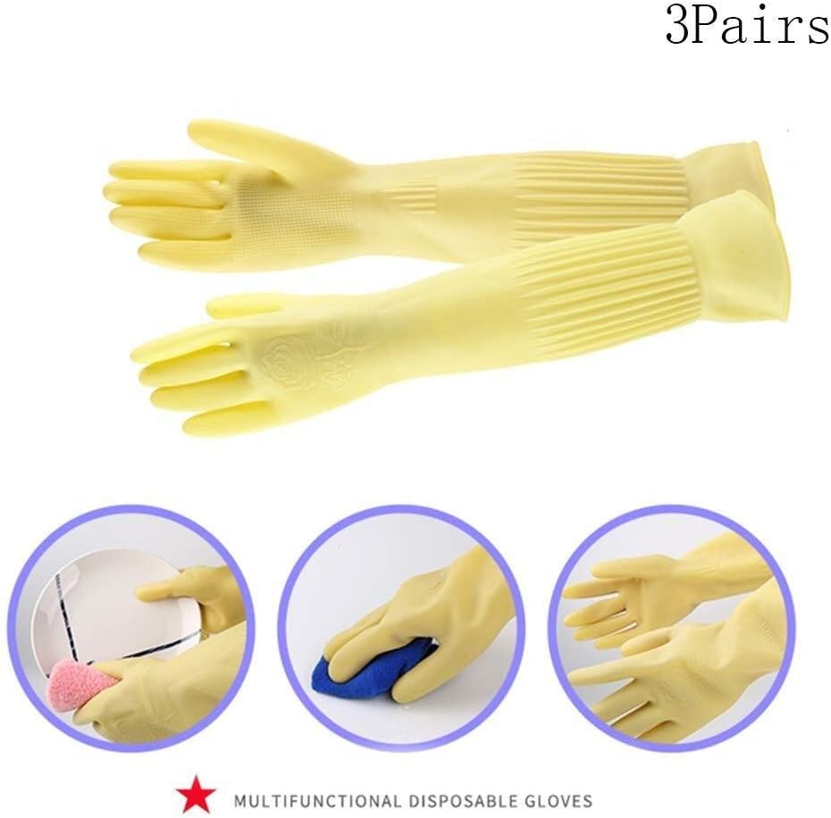 MHYNLMW Work gloves, nitrile chemical resistant gloves, resistant to household acid and alkali solvents and oil latex rubber waterproof 3 pairs of size, S, M, L work gloves (Size : Large)