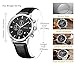 SONGDU Date Multifunction Chronograph Watches For Men Online Stopwatch Black Leather Strap Luminous Hands