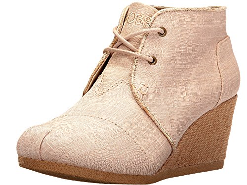 Skechers BOBS Women's High-Notes-Fancy Fresh Ankle Bootie, Natural, 9 M US