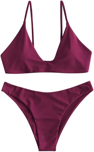 maroon two piece swimsuit