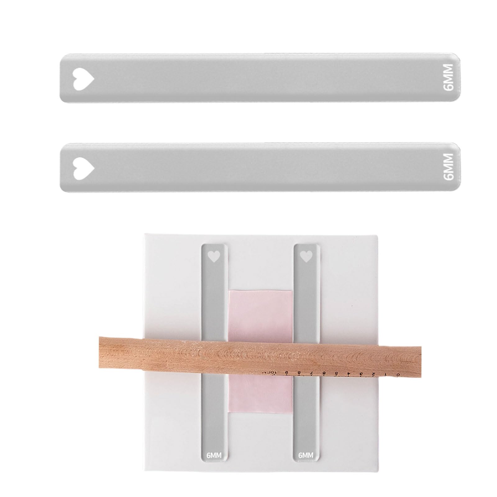 Polymer Clay Thickness Ruler, 2 Pcs Acrylic Clay Roller Guides Clay Thickness Guides Rolling Pin Guide Sticks Clay Depth Guide Pottery Tools for Clay DIY Crafts Jewelry Making Baking (Clear 6mm)