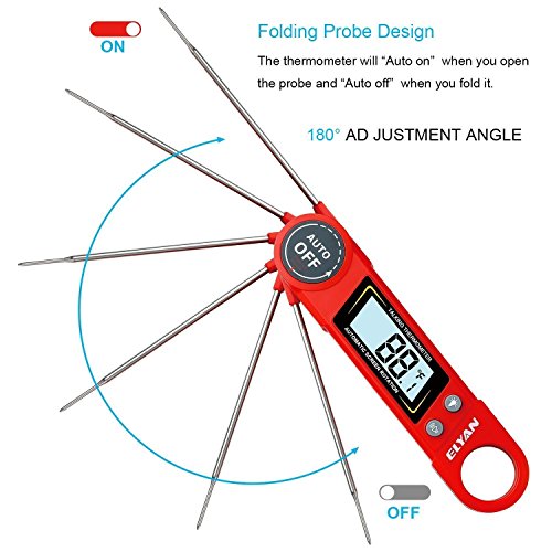 ELYAN Kitchen Thermometer Meat Thermometer Cooking Thermometer BBQ Thermometer Report Thermometer Instant Read Thermometer with Blue Backlit LCD Display Voice for Grilling Food Milk Bath Water - Thumbnail 3