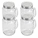 Tosnail 15 Oz. Mason Jar Mugs with Handle, Tin Lid and Plastic Straws - Old Fashion Drinking Glasses - Pack of 4
